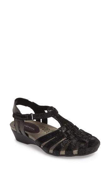 Women's Aravon Standon Wedge Sandal B - Black