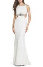 Women's Adrianna Papell Embellished Crepe Trumpet Gown - Ivory
