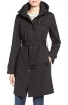 Petite Women's Michael Michael Kors Hooded Trench Coat P - Black
