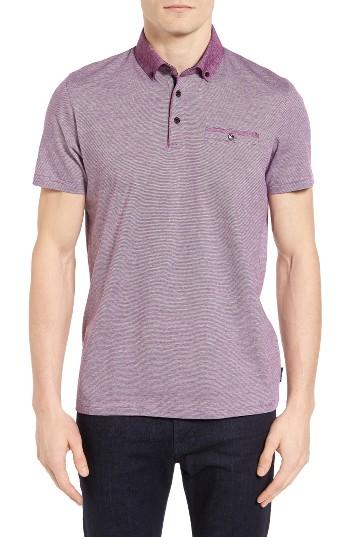 Men's Ted Baker London Cocoa Contrast Collar Stripe Polo
