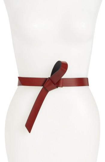Women's Treasure & Bond X Something Navy Tie Knot Leather Belt - Cognac