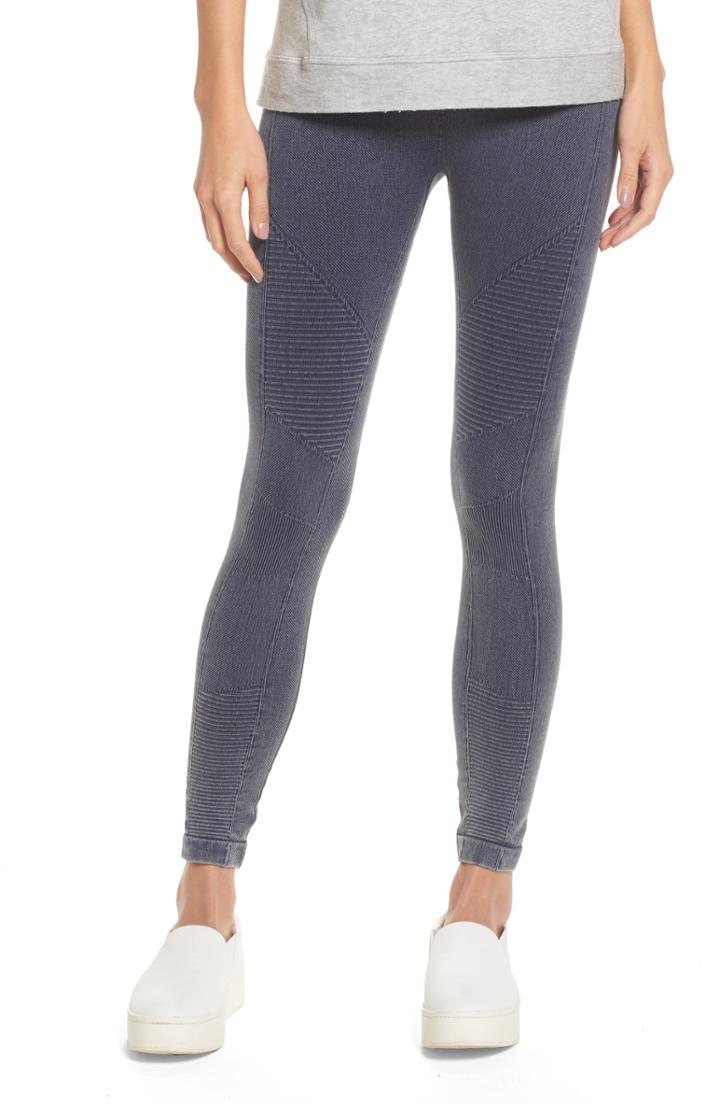 Women's Yummie Washed Moto Seamless Skimmer Leggings /x-large - Blue