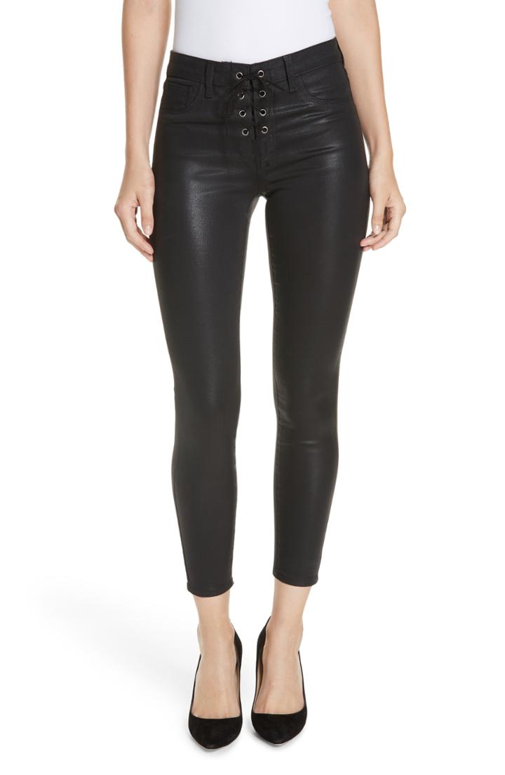 Women's L'agence Cherie Lace-up Skinny Jeans - Black