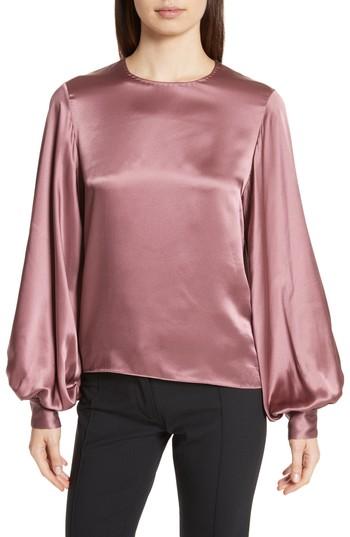 Women's Nili Lotan Loretta Silk Puff Sleeve Blouse - Pink