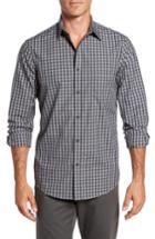 Men's Nordstrom Men's Shop Regular Fit Non-iron Check Sport Shirt, Size - Grey