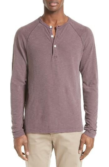 Men's Todd Snyder Long Sleeve Cotton Jersey Henley - Burgundy