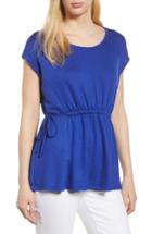 Women's Bobeau Cinched Waist French Terry Top - Blue