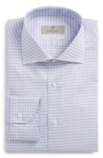 Men's Canali Regular Fit Grid Dress Shirt .5 - Blue