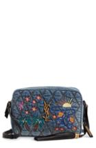 Saint Laurent Lou Embroidered Denim Camera Bag -