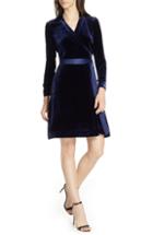 Women's Dvf Velvet Wrap Dress - Blue