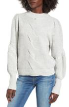 Women's Bp. Cable Knit Puff Sleeve Sweater, Size - Grey
