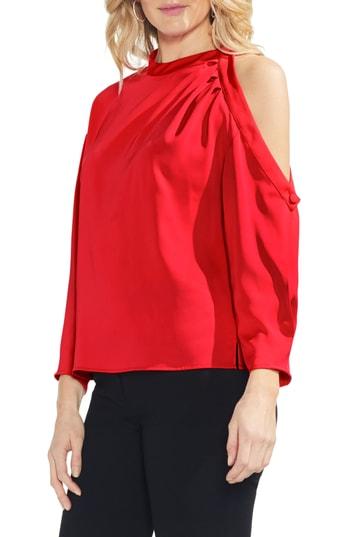 Women's Vince Camuto Asymmetrical Cold Shoulder Blouse, Size - Red