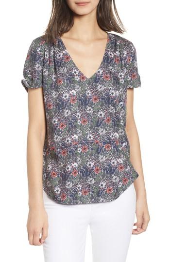 Women's Hinge Print V-neck Blouse - Pink