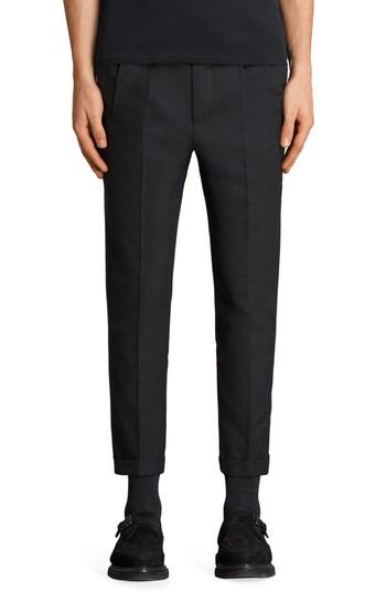 Men's Allsaints Tallis Pleated Cotton & Wool Trousers - Grey