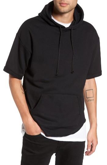 Men's The Rail Zip Detail Short Sleeve Hoodie - Black