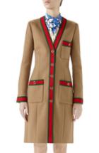 Women's Gucci Wool Stripe Trim Coat Us / 38 It - Brown