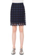 Women's Akris Punto Laser Cut Lace Skirt - Blue