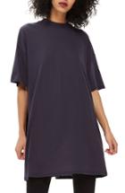 Women's Topshop High Neck Tunic Shirt - Blue