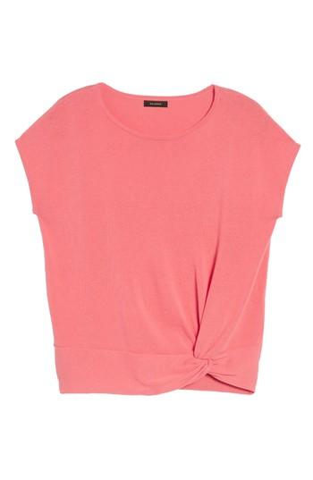 Women's Halogen Twist Front Cotton Sweater, Size - Coral