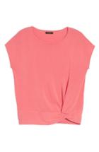 Women's Halogen Twist Front Cotton Sweater, Size - Coral