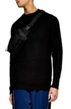 Men's Topman Mixed Stitch Classic Crewneck Sweater - Black