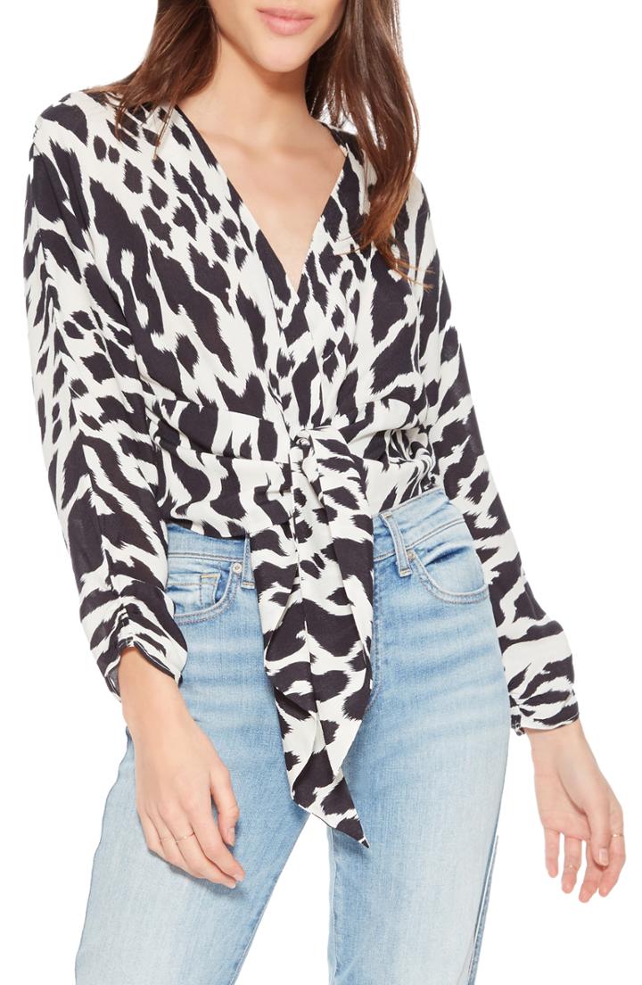 Women's Parker Tasmin Crop Front Tie Blouse - Ivory