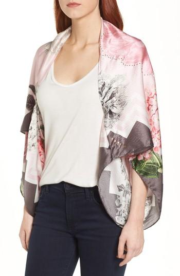 Women's Ted Baker London Palace Gardens Silk Cape Scarf, Size - Pink