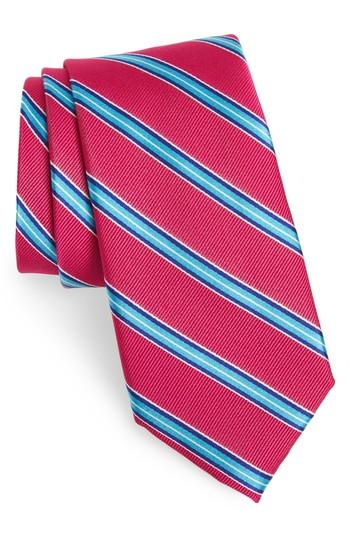 Men's Nordstrom Men's Shop Chester Stripe Silk Tie, Size - Pink