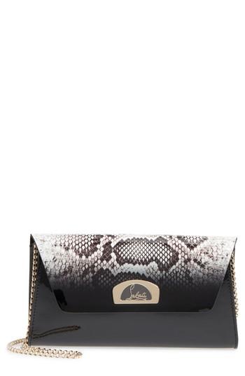 Christian Louboutin Vero Dodat Snakeskin Print Leather Clutch - Black