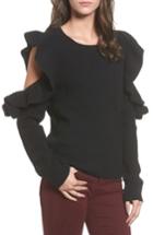 Women's Bp. Ruffle Cold Shoulder Sweater - Black