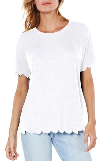 Women's Michael Stars Scallop Edge Tee, Size - White