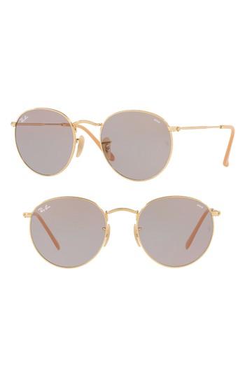 Women's Ray-ban 53mm Polarized Photochromic Round Sunglasses - Grey