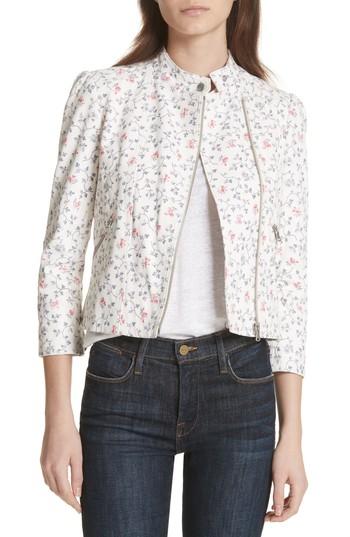 Women's Rebecca Taylor Floral Vine Leather Jacket - Ivory
