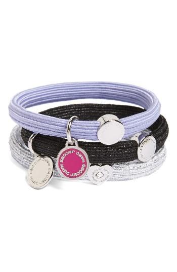 Marc Jacobs Logo Disc Set Of 3 Ponytail Holders, Size - Purple