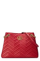 Gucci Gg Marmont Matelasse Leather Shoulder Bag - Red
