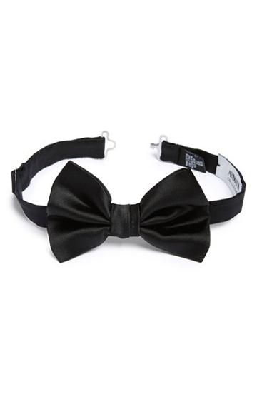 Men's Armani Collezioni 'formal Classic' Solid Black Silk Bow Tie