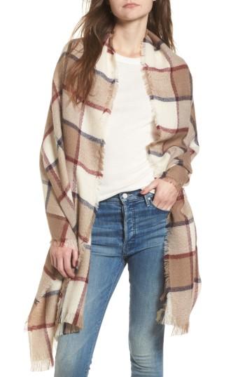 Women's Sole Society Windowpane Check Blanket Scarf, Size - Ivory