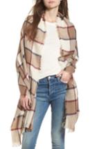 Women's Sole Society Windowpane Check Blanket Scarf, Size - Ivory