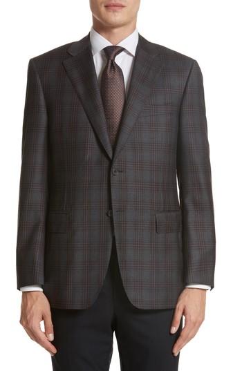 Men's Canali Classic Fit Plaid Wool Sport Coat Us / 50 Eu S - Grey