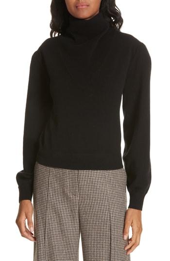 Women's Veronica Beard Lilla Puff Sleeve Cashmere Sweater - Black