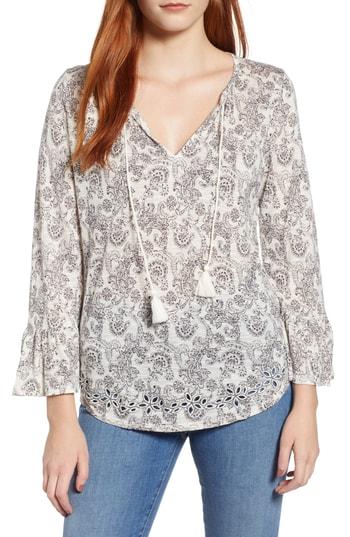 Women's Lucky Brand Printed Tie Neck Top