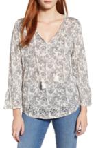Women's Lucky Brand Printed Tie Neck Top