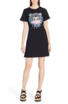 Women's Kenzo Tiger Flare Embroidered T-shirt Dress - Black