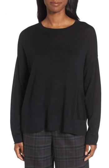 Women's Eileen Fisher Tencel Blend Sweater, Size - Black