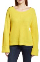 Women's Caslon Button Shoulder Sweater - Yellow