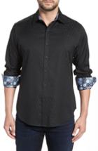 Men's Robert Graham Classic Fit Stretch Geometric Sport Shirt, Size - Black
