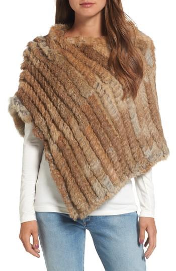 Women's La Fiorentina Genuine Rabbit Fur Poncho, Size - Brown