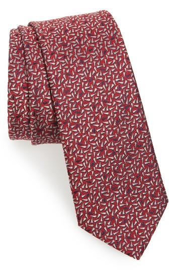 Men's Lanvin Shadow Drop Silk Skinny Tie, Size - Red