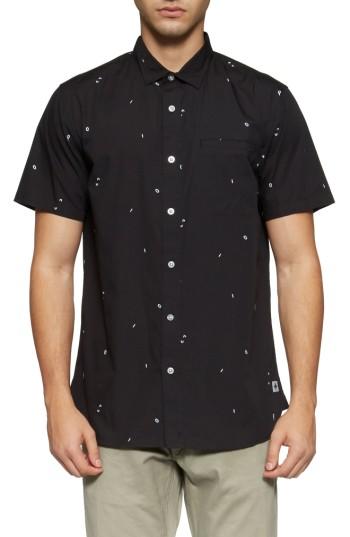 Men's Tavik 'porter' Print Poplin Short Sleeve Woven Shirt - White