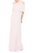 Women's Ceremony By Joanna August 'maggie' Off The Shoulder Chiffon Gown - Pink